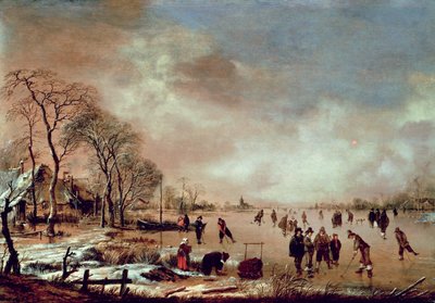 Frozen Canal Scene by Aert van der Neer